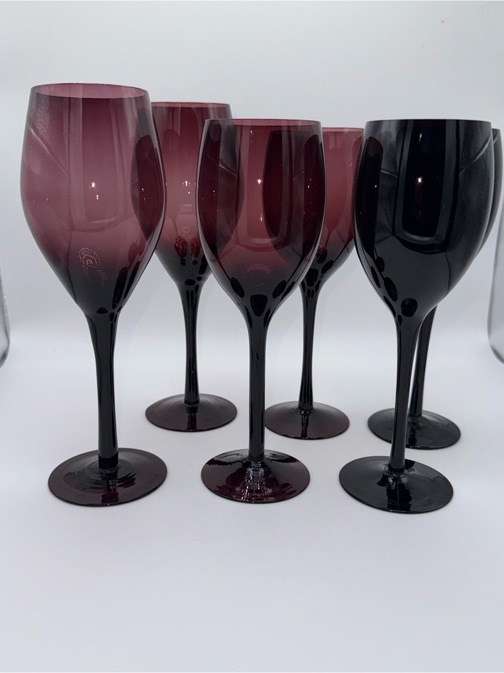 Vintage Mikasa Set of 6 Elite Amethyst Wine Glasses